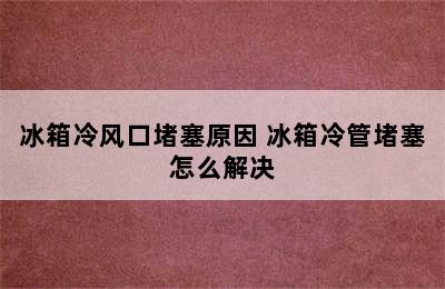 冰箱冷风口堵塞原因 冰箱冷管堵塞怎么解决